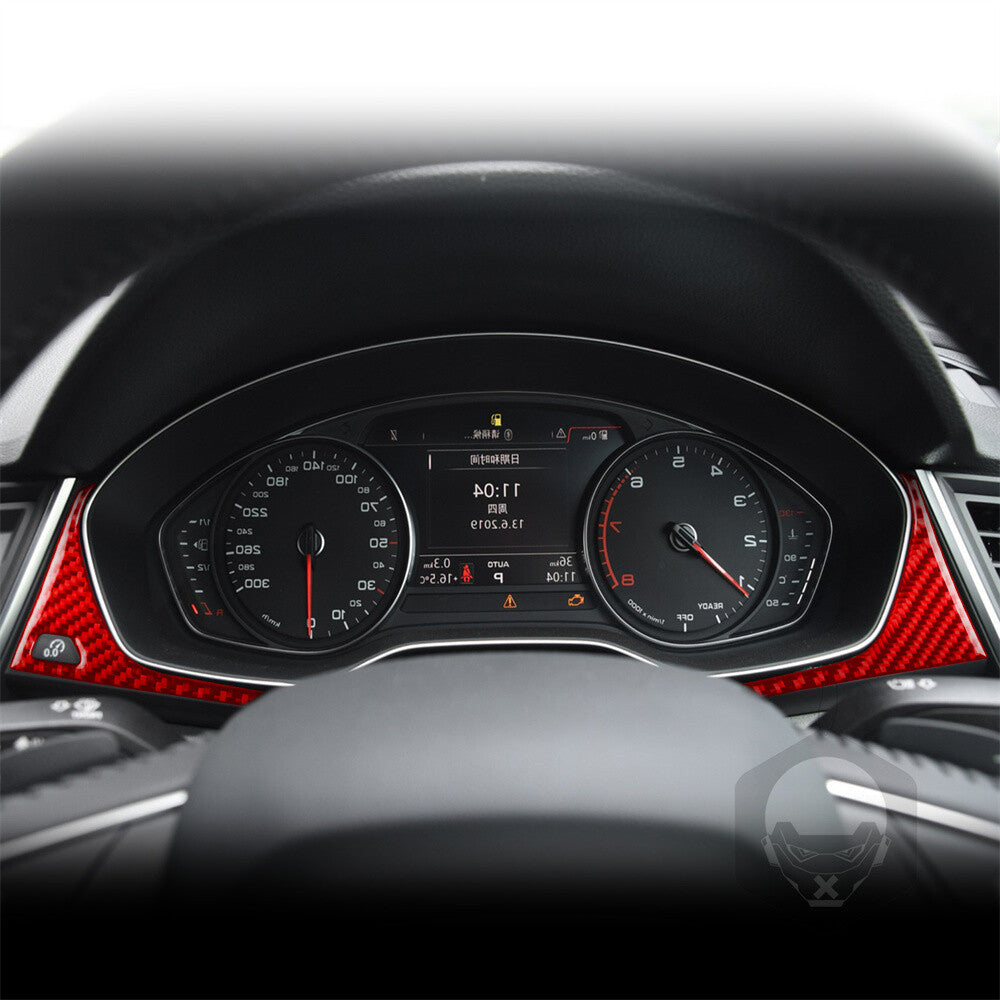 Fit for Audi Q5 Q5L 2018-23 RHD Dashboard Panel Instrument Trim Red Carbon Fiber