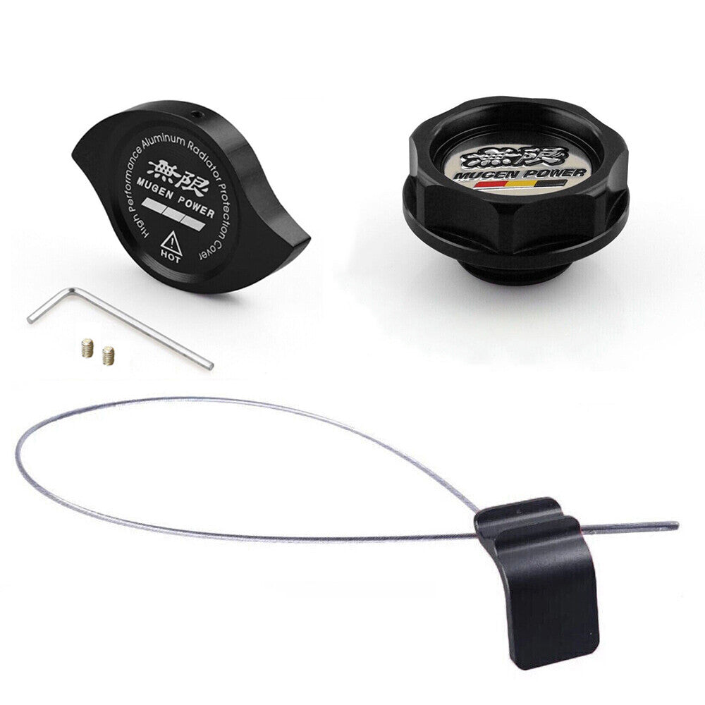 Oil Filler Cap+ Radiator Cap+ Oil Dipstick for Honda for Acura K20 K Series Black
