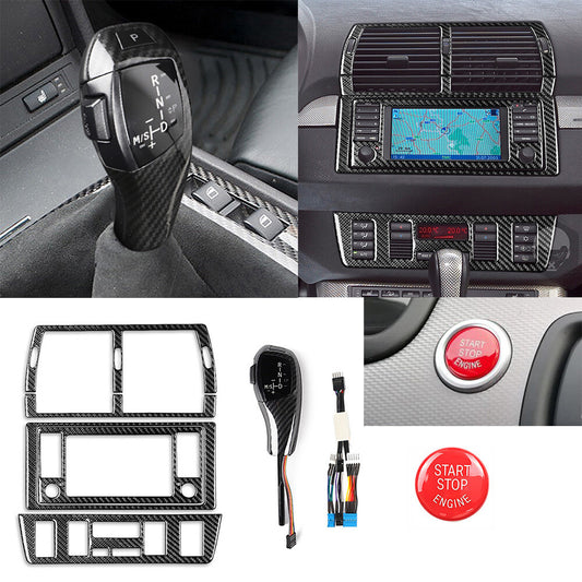 Carbon LED Central Control Gear Shift Knob Air Vent Cover for BMW 5 X5 E53 99-06