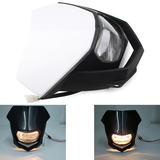 Universal Headlight Head Lamp Fairing White For Supermoto Bike Dirt Bike Motor