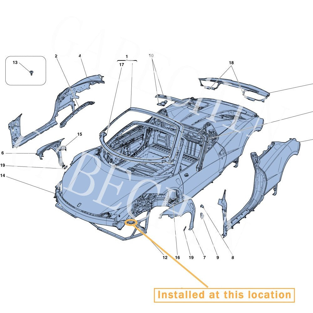 Equipment Manufacturer ( ): 82534000- (for Ferrari 458 Rhgt Headlight Fastener Bracket)