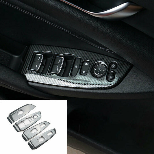for Honda Accord DX 2018-2022 Carbon fiber Window Lock Lift Switch Button Trim