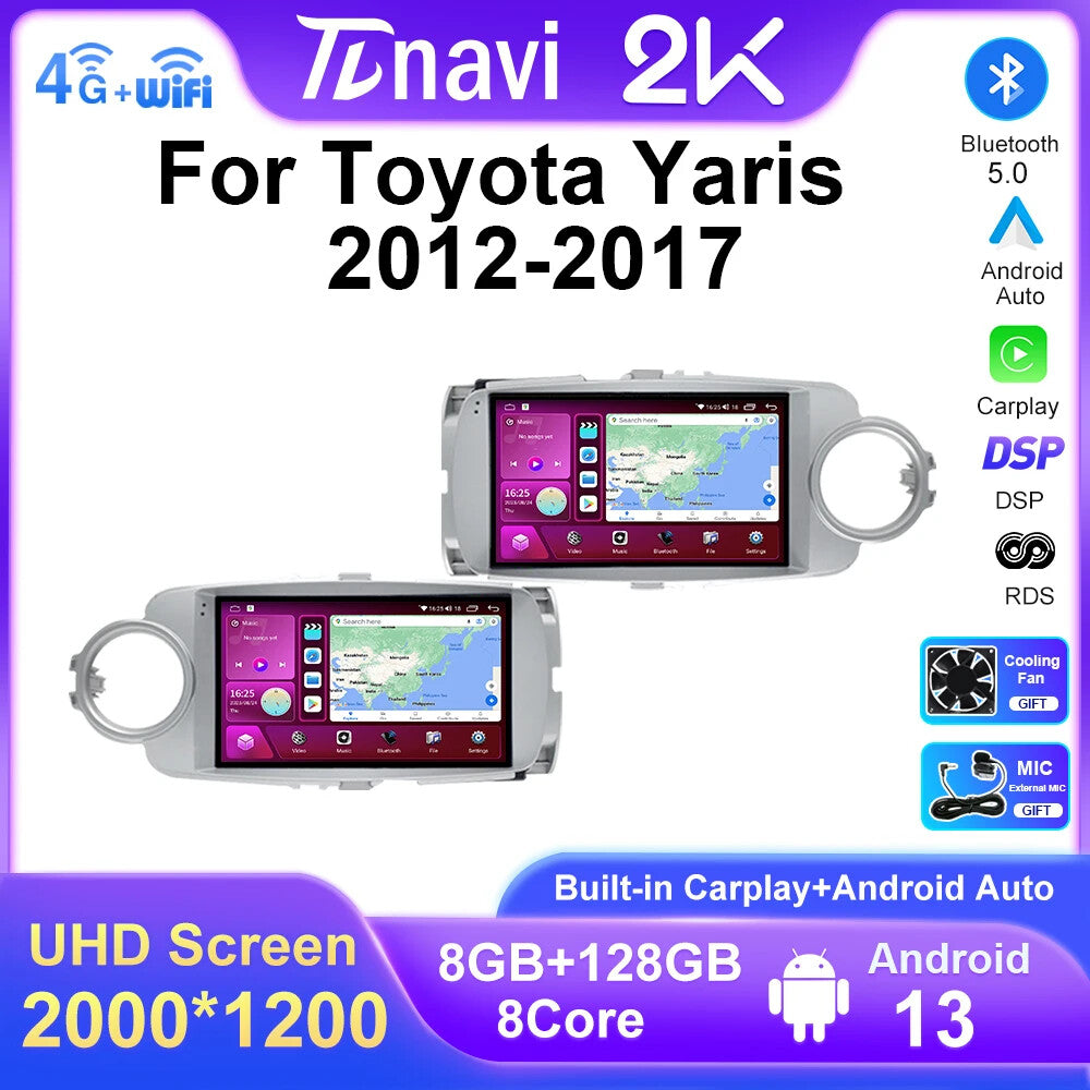 for Toyota Yaris 12-17 Car Radio Android GPS Navigation Multimedia Player Stereo