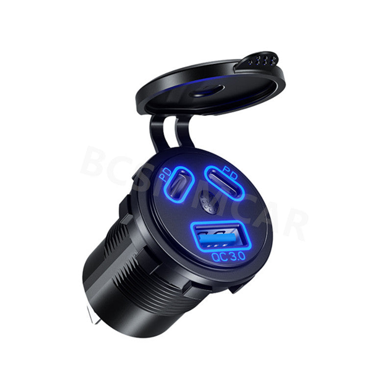 USB Type-C Car Boat Charger Socket Power Outlet Phone Charge Adapter Waterproof