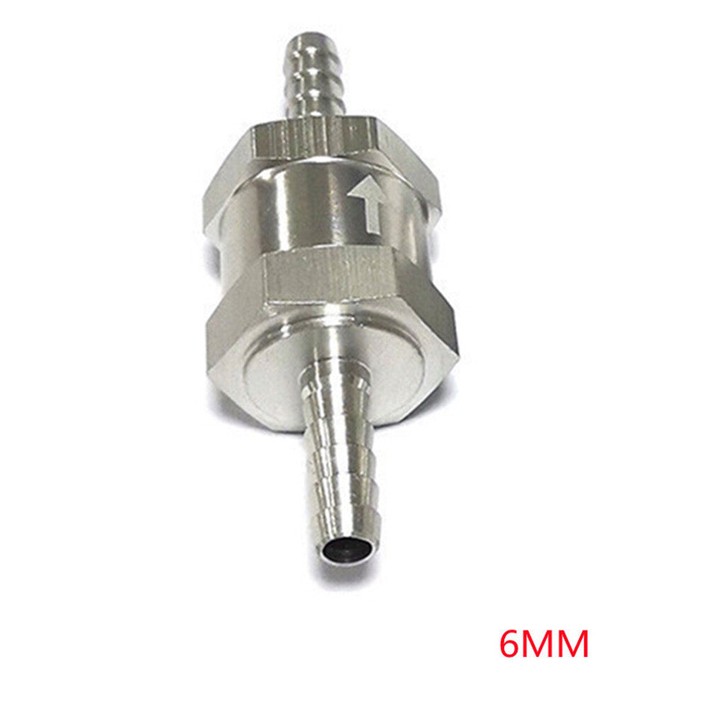 For Gas or Diesel fuel 6mm Silver 1x One way Check valve Non Return Inline