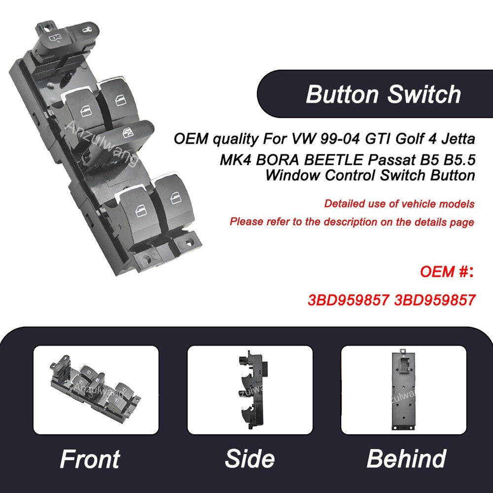 Window Control Switch Button for VW 99-04 GTI for Golf 4 for Jetta MK4 for BORA BEETLE Pass