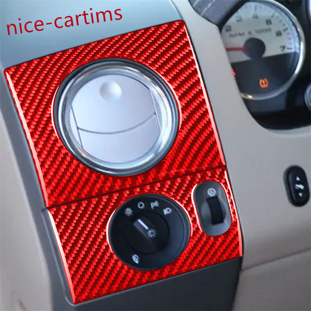 Red Carbon Fiber Air Vent Outlet Headlight Switch Trim for Ford F150 FX4 2004-08
