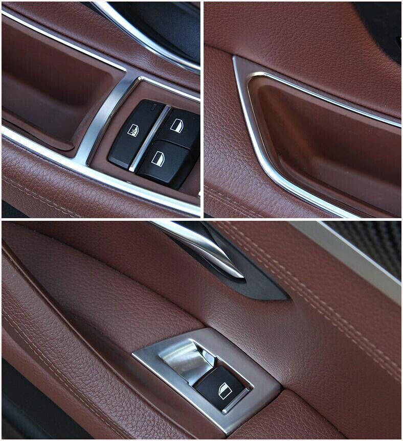 Fit for BMW 5 Series 2011-2016 Matte Silver Window Lock Lift Panel Trim Frame 4P