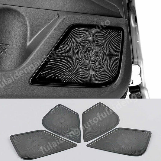 4P for Nissan Altima 2019-2022 Black Steel Inner Door Speaker Cover Decor Trims
