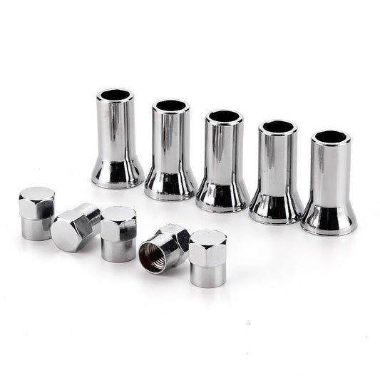 4x Silver Chrome Valve Stem Caps Covers + Long Sleeve Chromies Car/Bicycle TR414