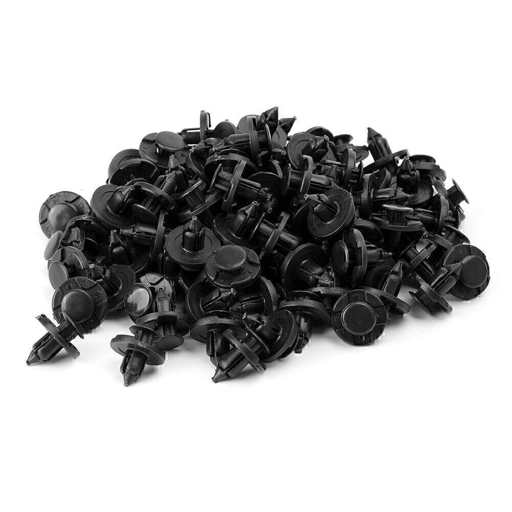 100x 8mm Black Hole Plastic Rivets Fastener Push Clips for Nissan Fender gk