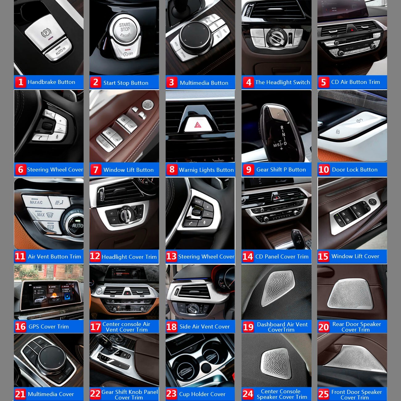 Stainless for BMW 5 Series G30 G31 Car Center Console Speaker Stereo Cover Trims