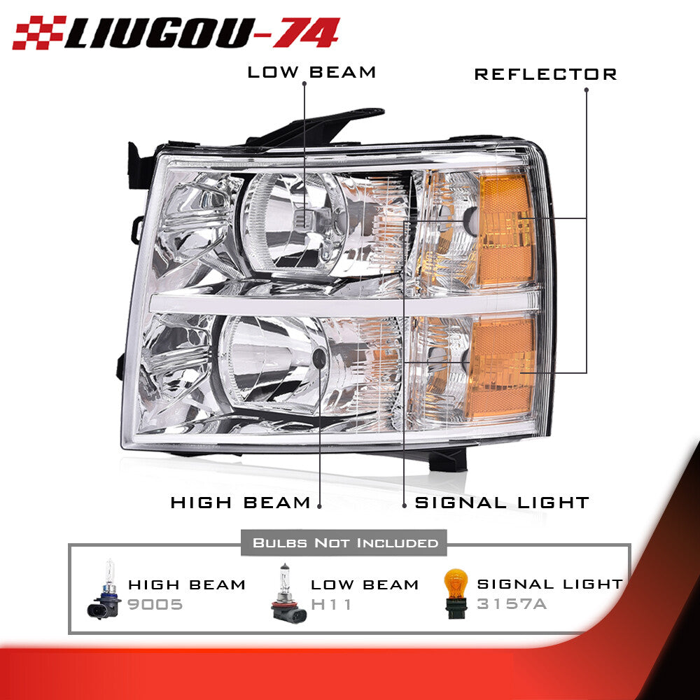 Chrome/amber corner lights on the left are suitable for 2007-2014 for Chevrolet Silverado.