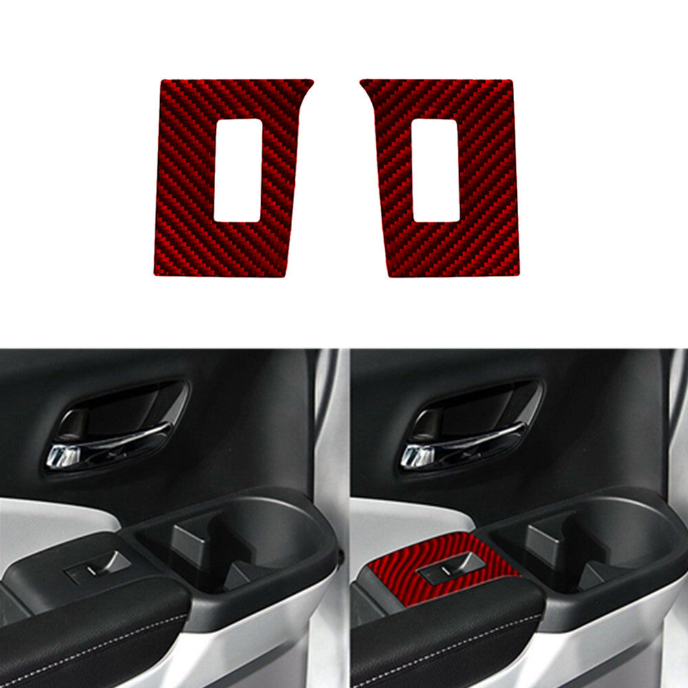 Red Carbon Fiber Rear Door Control Frame Cover Trim for Honda Ridgeline 2017-20