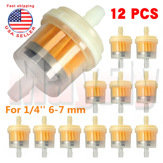 fit for 12PCS Small Motor Inline Gas Oil Fuel Filter Engine For 1/4 Line 6-7mm