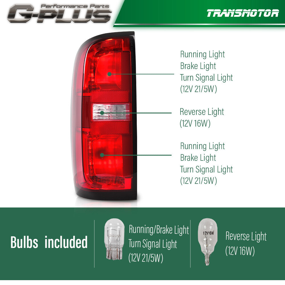 Taillights suitable for 2015-2022 for Chevrolet Colorado, driver's left side with bulb.