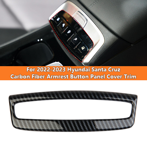For 2022-23 for Hyundai Santa Cruz Carbon Fiber Armrest Button Panel Cover Trim