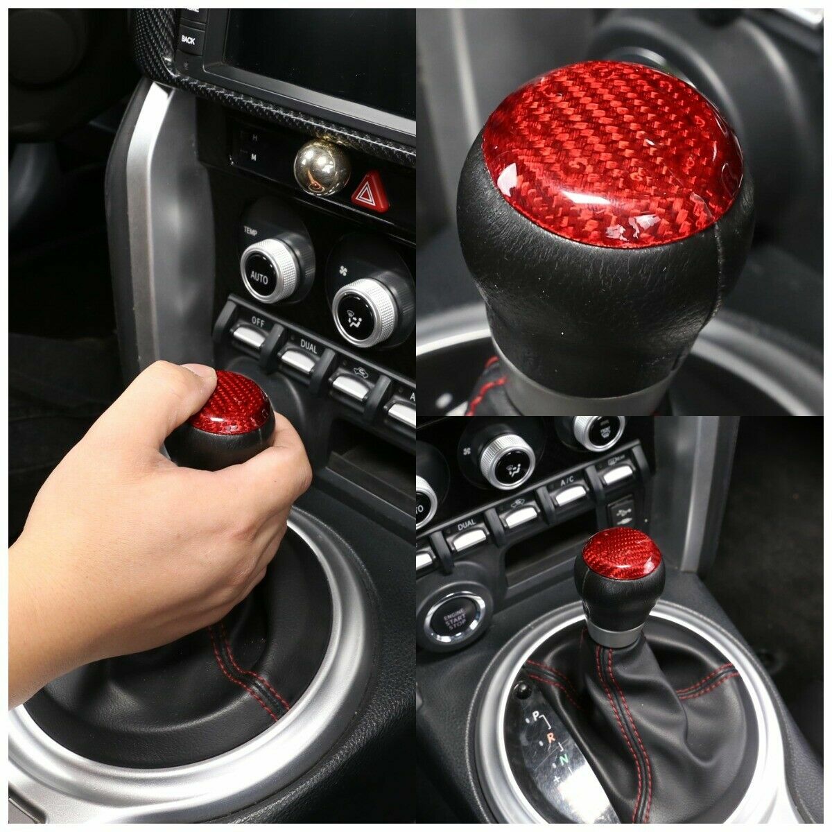 Genuine red carbon fiber gearshift panel trim suitable for Toyota 86 (2013-21)