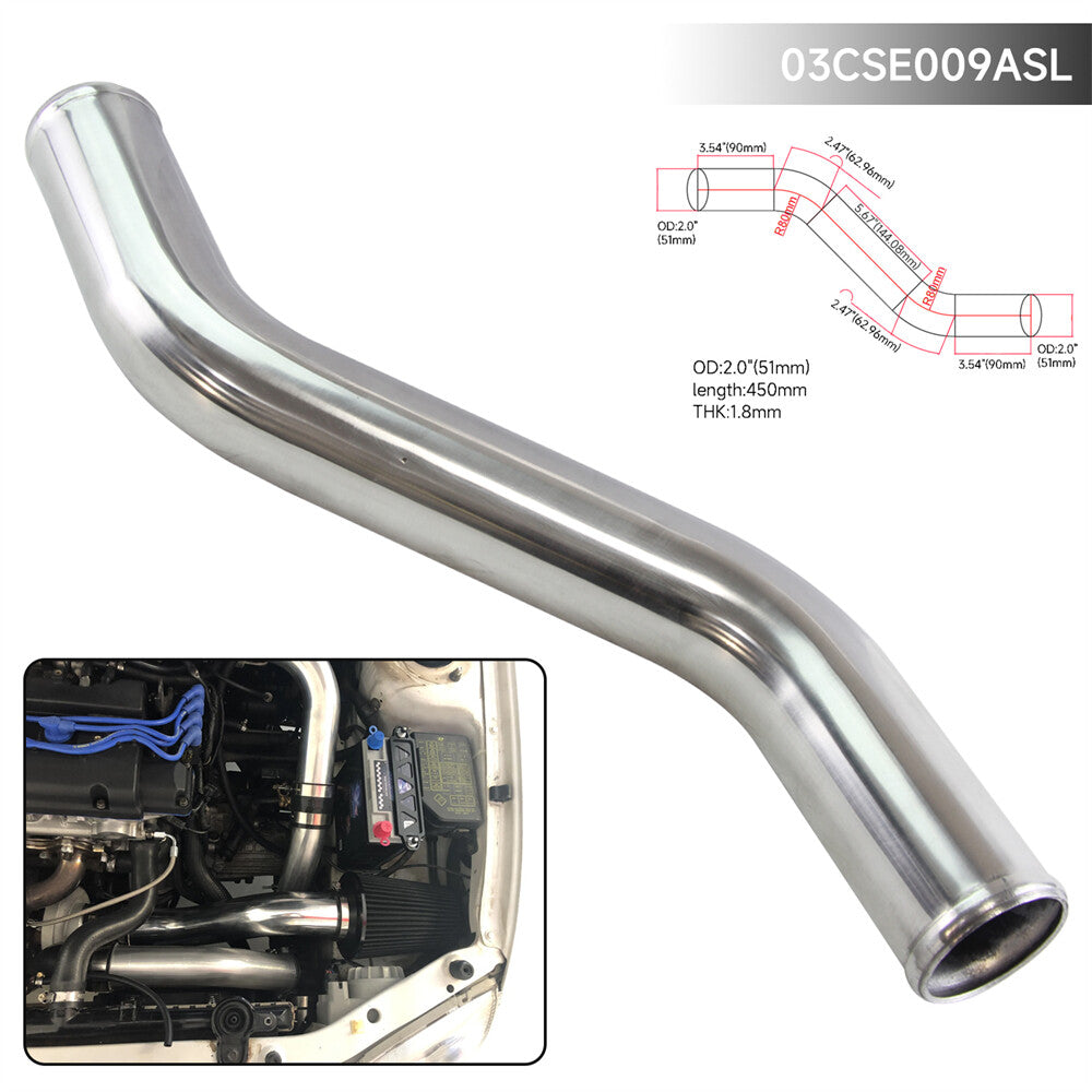 40 Degree Z / S Shape Aluminum Intercooler Air Pipe Piping Tube hose 51mm 2.0