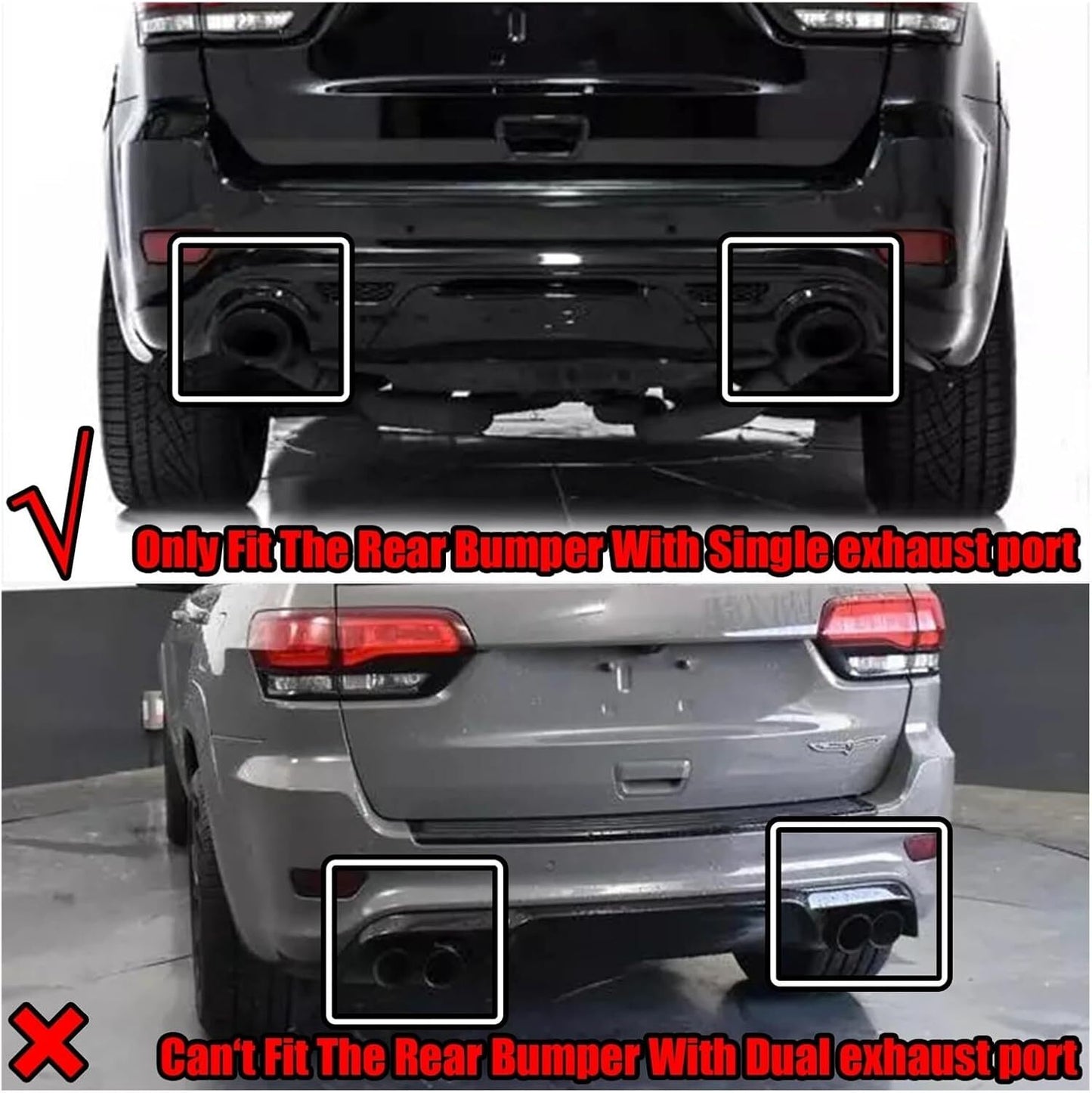 Shark Fin Rear Bumper Diffuser Glossy Black for Jeep Grand Cherokee SRT 2014-21
