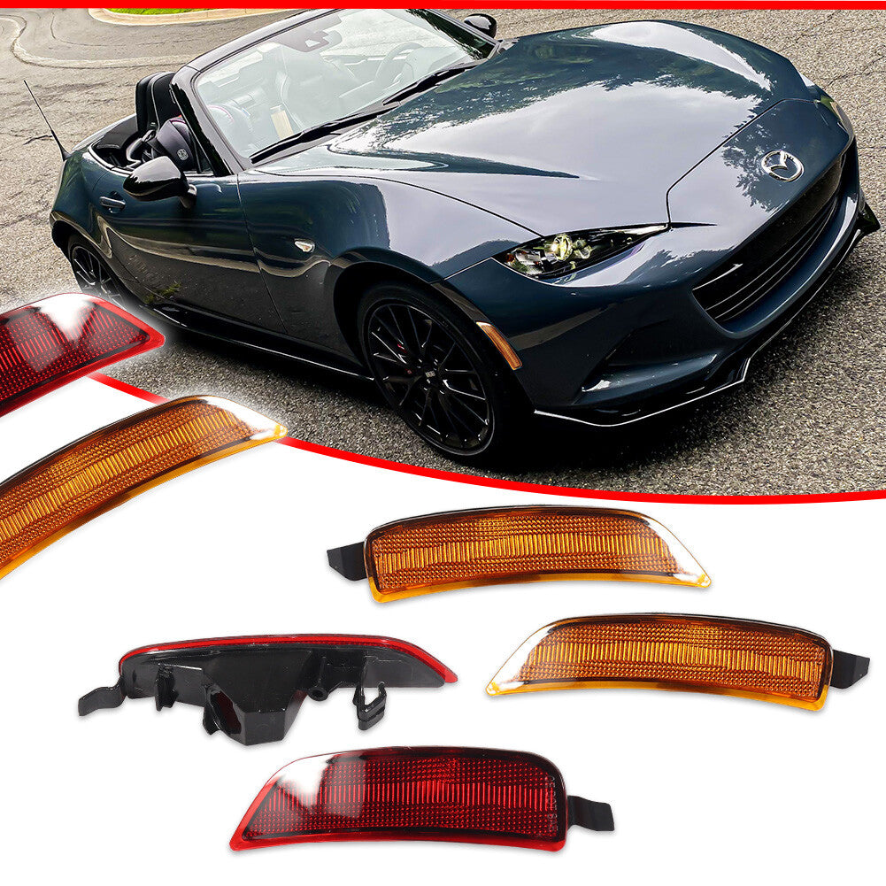 Amber and Red Fender Side Marker Light Housing Kit for 2016-2022 for Mazda Miata MX-5