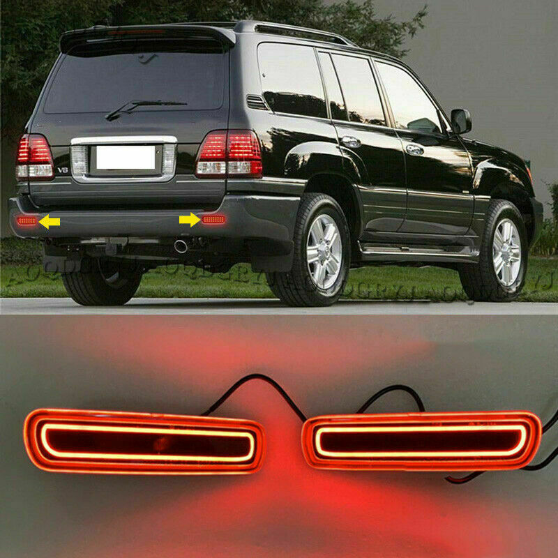 for LEXUS LX470 1998-2007 Accessories LED Rear Bumper Fog Lamp Reflective Lights