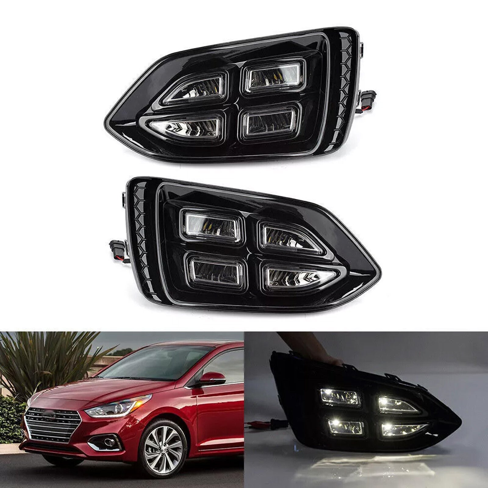 LED fog light retrofit for Hyundai Accent 2-piece front bumper (DRL) 2018-2022