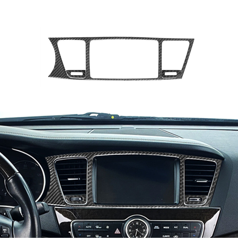 3X Carbon Fiber Center Multimedia Panel Cover Trim for KIA Cadenza 2014-2016