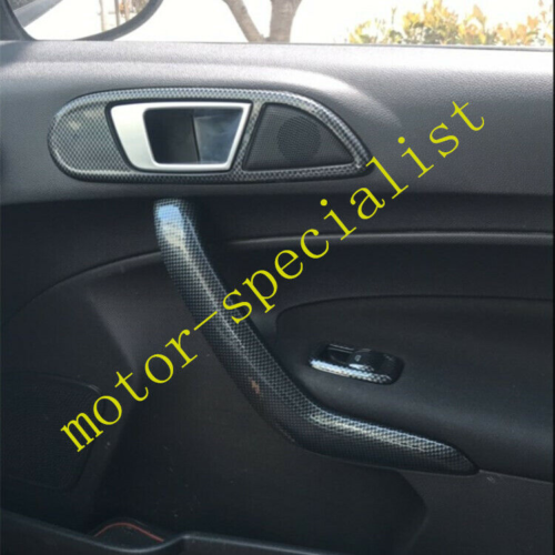 2X Carbon Look Interior Door Armrest Handle Cover Trim for Ford Fiesta 2011-2017
