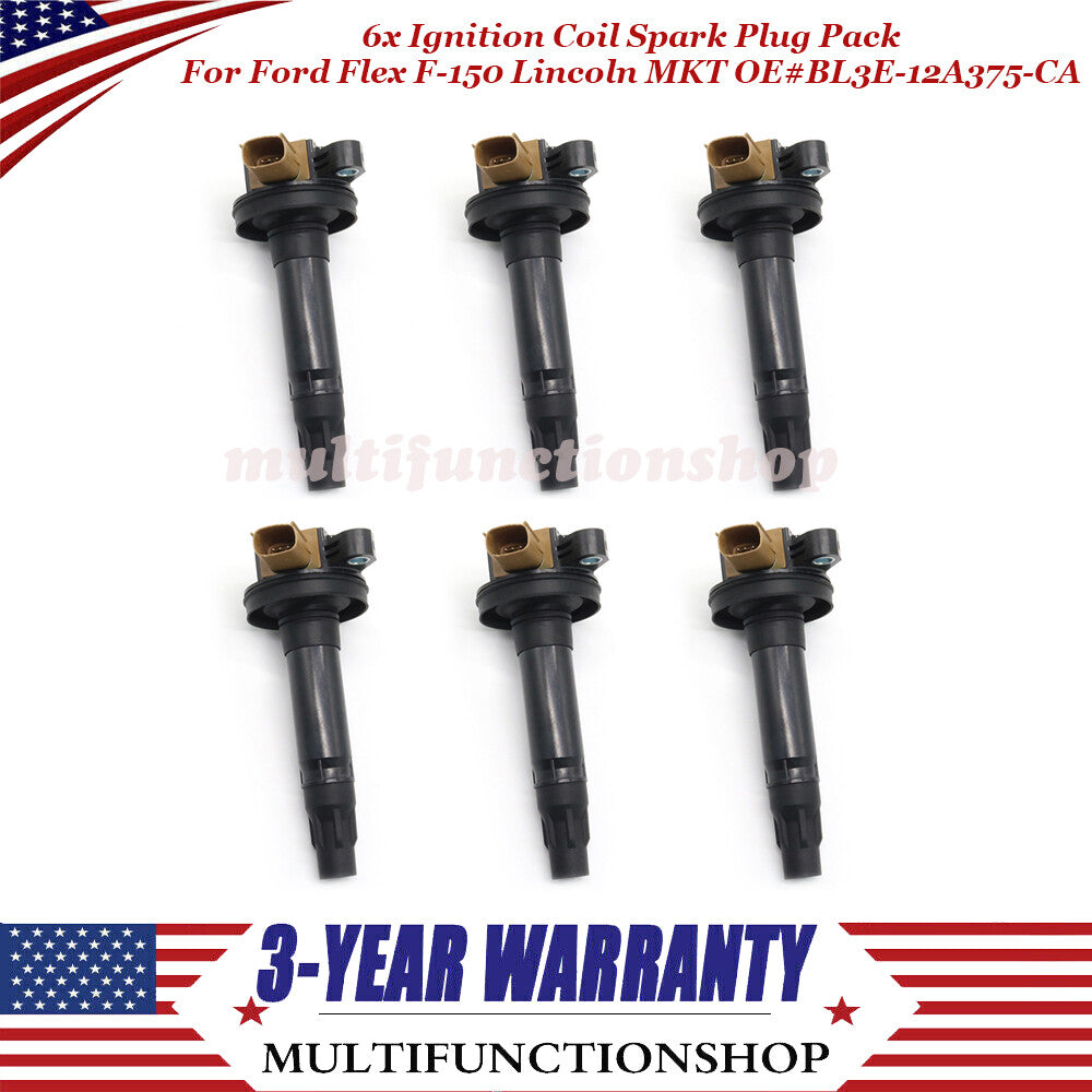 6PCS Ignition Coil BL3E-12A375-CA for Ford F-150 Expedition for Lincoln MKT 3.5L