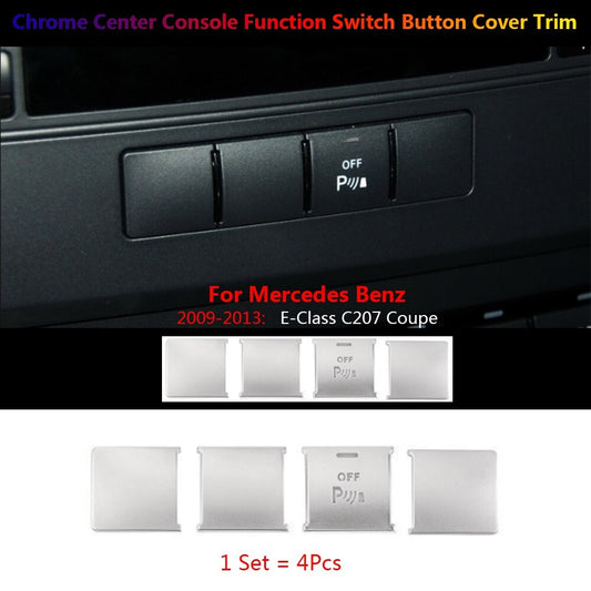 4x for Mercedes-Benz E C207 Car Center Console Function Switch Button Cover Trim