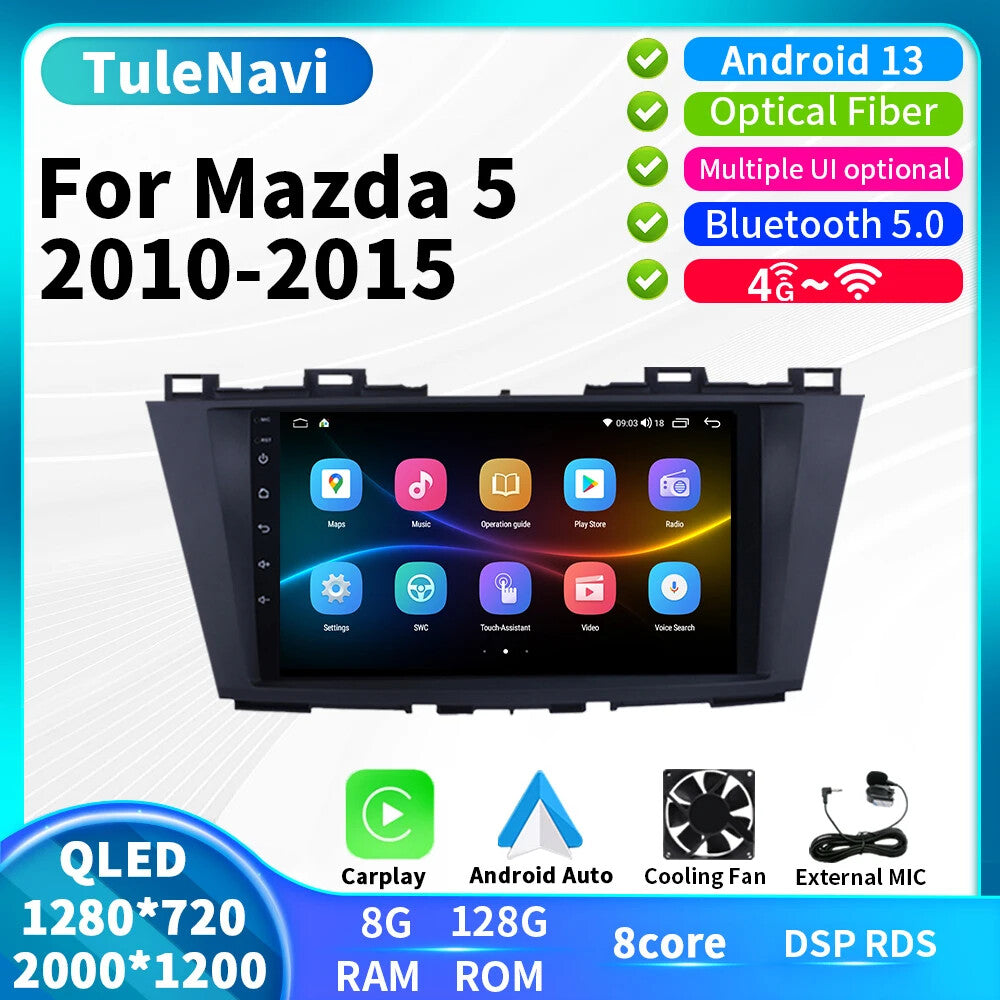 for Mazda 5 2010-2015 Car Stereo Radio CarPlay GPS Auto Multimedia Player Screen