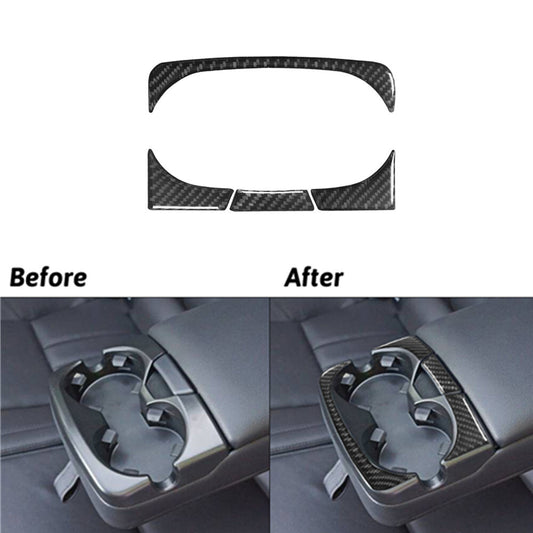 Carbon Fiber Rear Armrest Cup Holder Trim for Land Rover Discovery Sport 2015-19