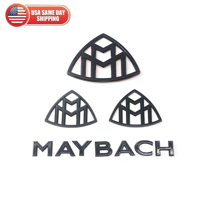 4 x Gloss Black Side and Rear Trunk Badges for Mercedes S-Class W222 for Maybach