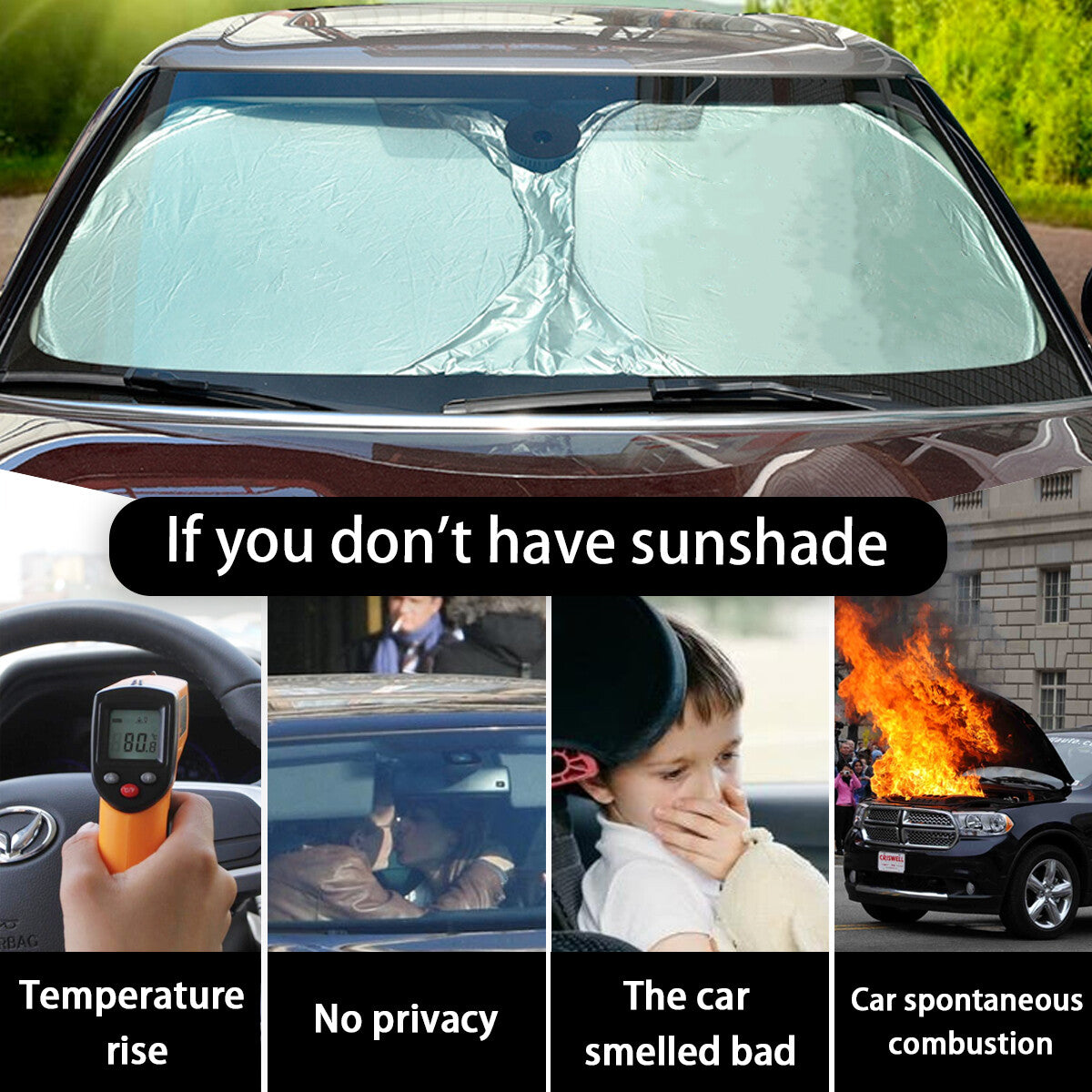 for Jeep Auto Windshield Sun Shade Reflective Screen Foldable UV Block Cover
