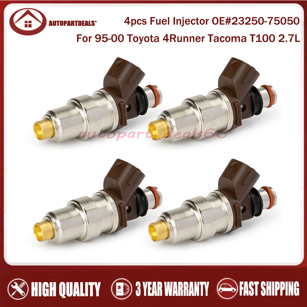 4-piece new fuel injector set 23250-75050, suitable for Toyota 4Runner T100 and Tacoma 2.7L-L4.