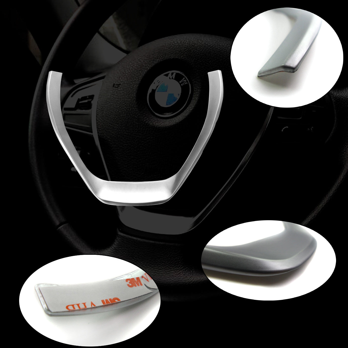 for BMW 3 Series X3 Series ABS Chrome Interior Steering Wheel ADD-ON Trim Refit