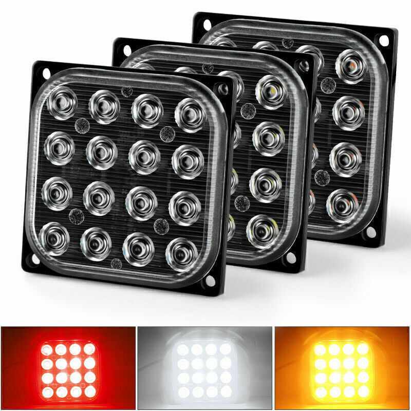 for Offroad Truck Square 16-LED Flashing Side Marker Indicator Brake Tail Light