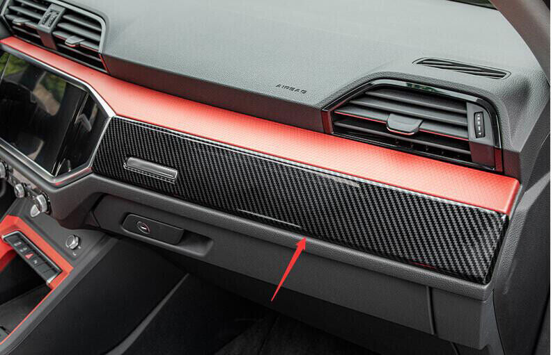 for Audi Q3 2019-24 ABS Carbon Fiber Inner Central Console Dashboard Strip Trim