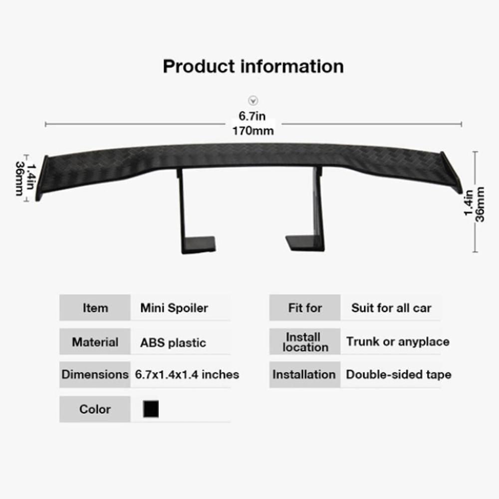 Installation Carbon Fiber Car Tail Decoration for Mini Spoiler Rear Trunk Wing