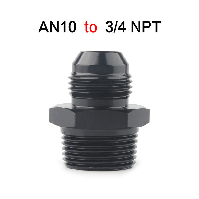 2Pcs 3/4 NPT to10AN Adapter Pipe Thread to AN10 Male Flare Fitting Black