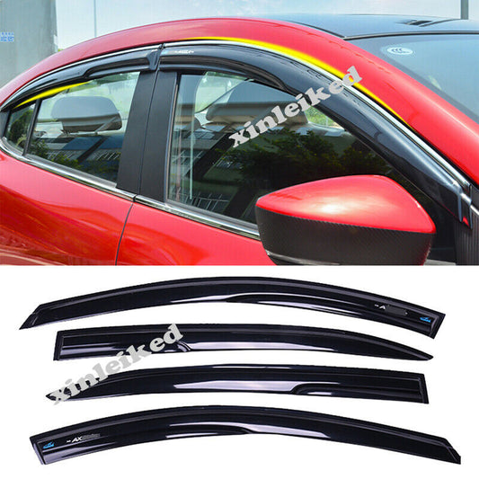 Black Window Visors Rain Guards Deflector Sun Shades for Mazda 3 Axela 2014-2018