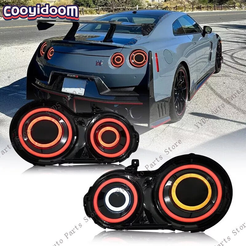 Black LED Tail Lights Lamps Upgrade Brake Pair Fit 2008-2022 for Nissan GTR R35