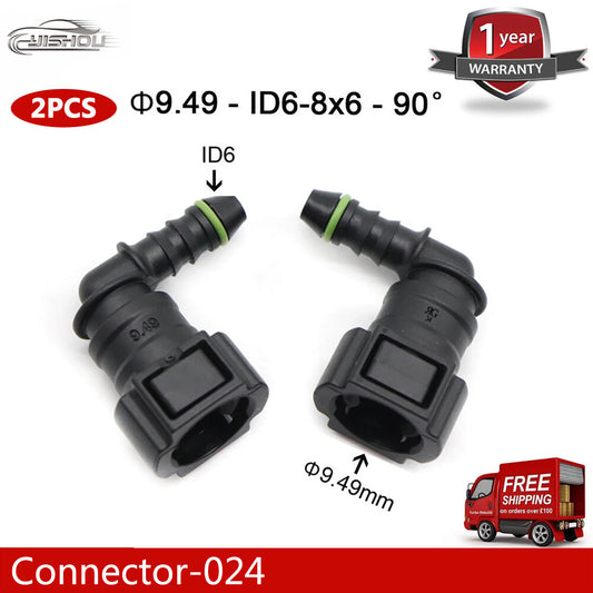 Automotive fuel line hose quick-release female connector 9.49 mm ID6 8x6 90¡ã 2PCS