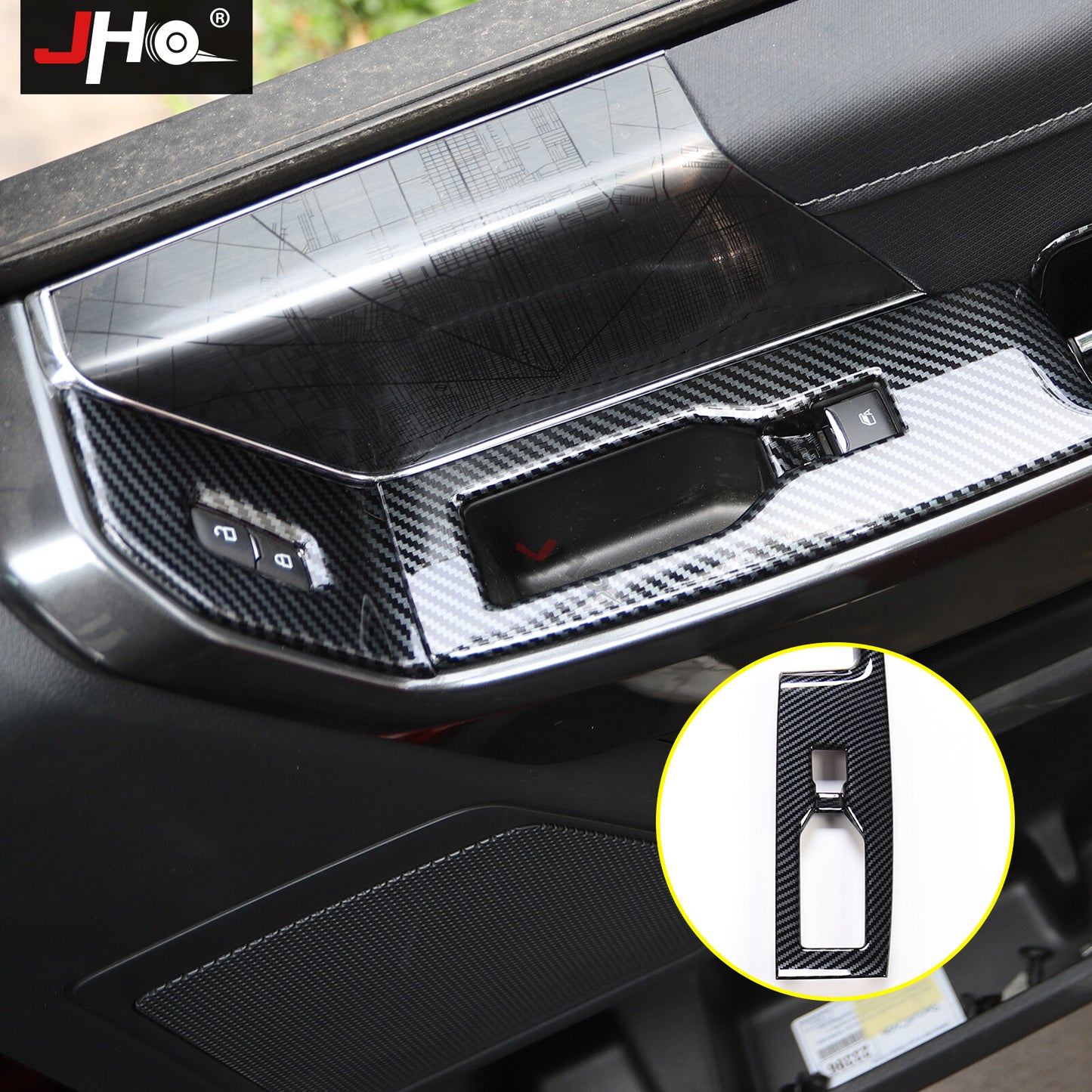 Carbon Fiber Front Door Window Switch Panel Cover Trim Black for Ford F150 2021