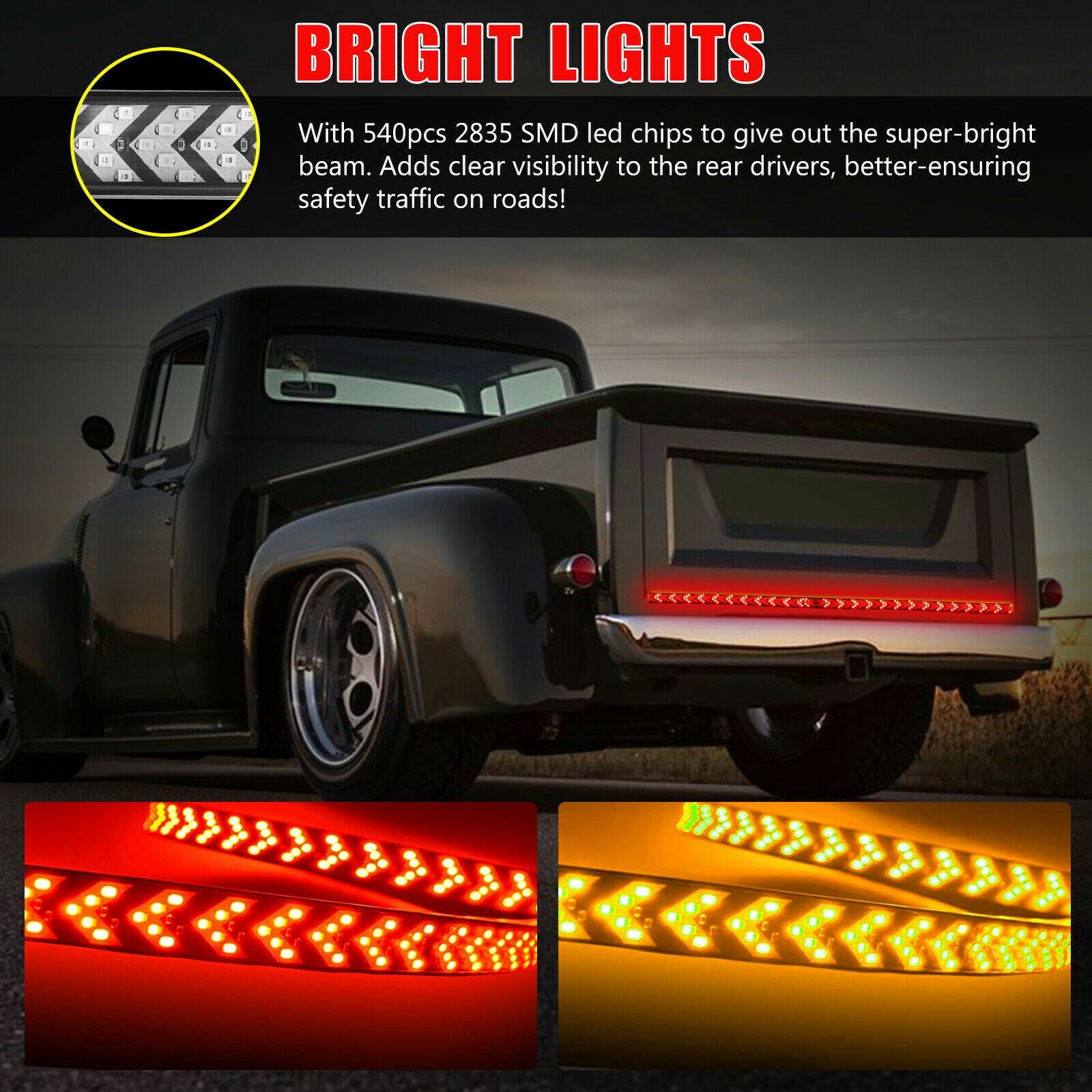 60-inch truck tailgate LED light bar, brake, turn signal, stop tail light