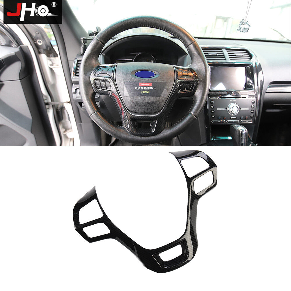 Carbon Fiber Car Steering Wheel Cover Trim Frame Decor for Ford Explorer 2016-19