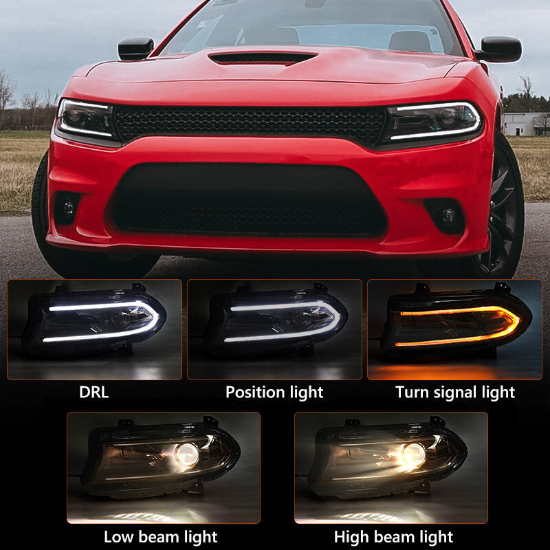 2P Suitable for 2022-2023 for Dodge Charger Halogen Projector Headlight (Left and Right)