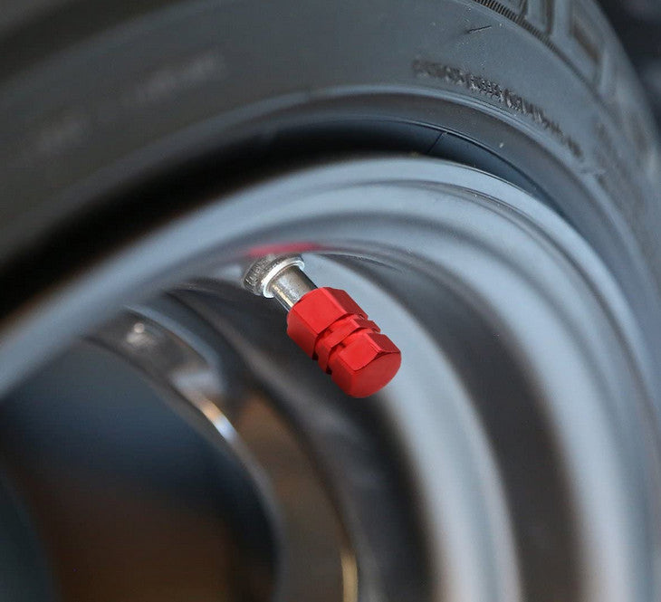 4-Piece Red 17mm Car Tire Valve Cover Stem Cover Valve Dust Cover for Chevrolet