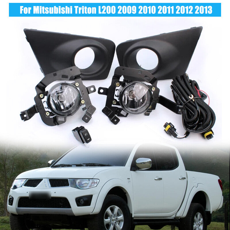 Front Bumper Fog Light Fog Lamp Cover Kit for Mitsubishi Triton L200 2009-2013